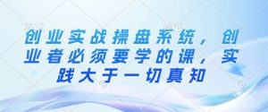 创业实战操盘系统,创业者必须要学的课,实践大于一切真知-阳知网创资源库