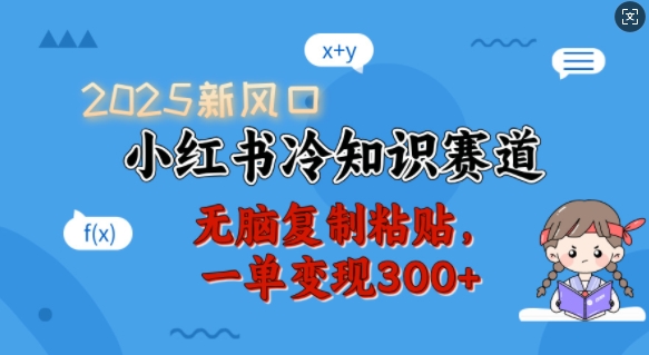 2025新风口,小红书冷知识赛道,无脑复制粘贴,一单变现300+-阳知网创资源库