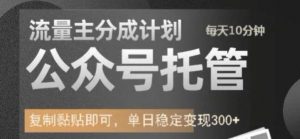 公众号托管计划-流量主分成计划，每天只需发布文章，单日稳定变现300+【揭秘】-阳知网创资源库