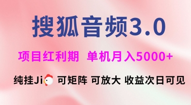 搜狐音频挂ji3.0.可矩阵可放大,独家技术,稳定月入5000+【揭秘】-阳知网创资源库