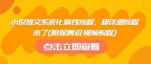 小说推文系统化搞钱流程，超详细流程来了(附保姆级视频教程)-阳知网创资源库