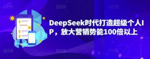 DeepSeek时代打造超级个人IP,放大营销势能100倍以上-阳知网创资源库