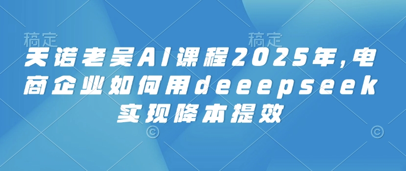 天诺老吴AI课程2025年,电商企业如何用deeepseek实现降本提效-阳知网创资源库