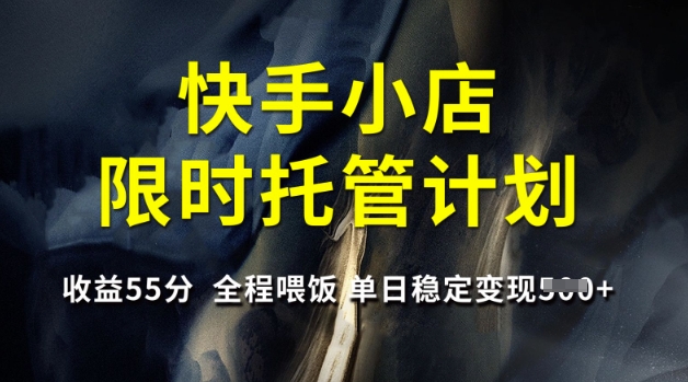 快手小店限时托管计划,收益55分,全程喂饭,单日稳定变现5张【揭秘】-阳知网创资源库