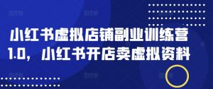 小红书虚拟店铺副业训练营1.0,小红书开店卖虚拟资料-阳知网创资源库