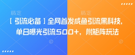 【引流必备】全网首发咸鱼引流黑科技,单日曝光引流500+,附矩阵玩法【揭秘】-阳知网创资源库