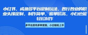 小红书咸鱼多平台定制玩法,各行各业的职业头像定制,制作简单,客单价高,小白也能轻松制作-阳知网创资源库