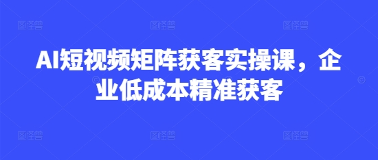 AI短视频矩阵获客实操课,企业低成本精准获客-阳知网创资源库
