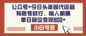 公众号+今日头条双代运营,有账号就行,单日稳定变现8张【揭秘】-阳知网创资源库