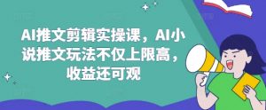 AI推文剪辑实操课，AI小说推文玩法不仅上限高，收益还可观-阳知网创资源库