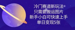 冷门赛道新玩法,只需要搬运图片,新手小白可快速上手,单日变现多张-阳知网创资源库
