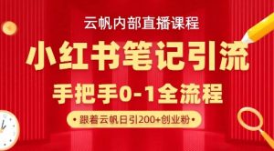 云帆内部直播课·小红书笔记引流,手把手从0-1全流程-阳知网创资源库