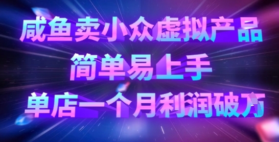 咸鱼卖小众虚拟产品，简单易上手，单店一个月利润破W-阳知网创资源库