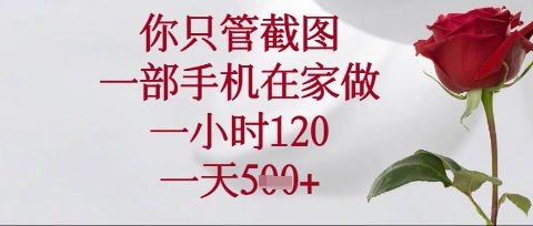 你只管截图,一部手机在家操作,一小时120.一天5张【揭秘】-阳知网创资源库