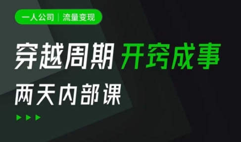 一人公司:流量变现课,一人公司的方法模型拆解, 拆解富人思维,流量思维,小老板思维等-阳知网创资源库