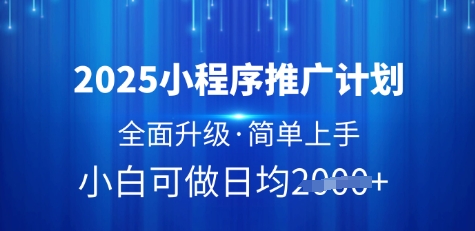 2025小程序推广计划,全面升级,简单上手,日均多张【揭秘】-阳知网创资源库