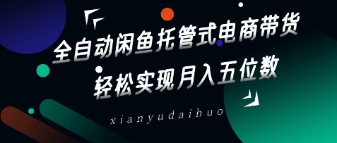 全自动闲鱼托管式电商带货,轻松实现月入五位数【揭秘】-阳知网创资源库