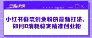 小红书截流创业粉的最新打法,如何0消耗稳定精准创业粉【思路拆解】-阳知网创资源库