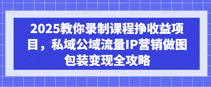 2025教你录制课程挣收益项目,私域公域流量IP营销做图包装变现全攻略-阳知网创资源库