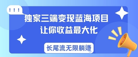 独家三端变现蓝海项目，让你收益最大化，长尾流无限躺挣-阳知网创资源库