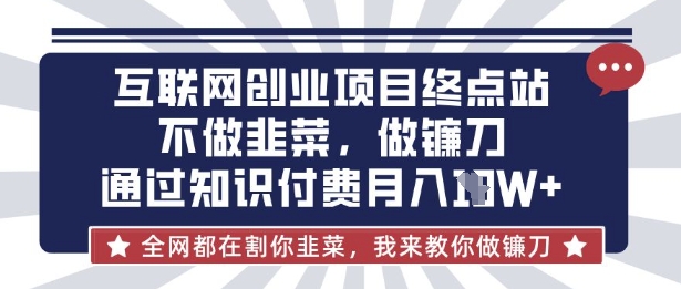 互联网创业尽头-不做韭菜,做镰刀,通过知识付费月入10个【揭秘】-阳知网创资源库