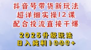 2025全新升级抖音带货玩法,一天纯利四位数,从剪辑到选品再到发布投流,超详细玩法揭秘-阳知网创资源库