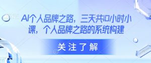 AI个人品牌之路，​三天共10小时小课，个人品牌之路的系统构建-阳知网创资源库