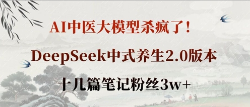 AI中医大模型杀疯了!DeepSeek中式养生2.0版本,十几篇笔记粉丝3w+-阳知网创资源库