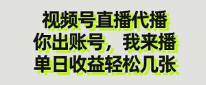 视频号直播代播，你出账号我来播，单日收益轻松几张【揭秘】-阳知网创资源库