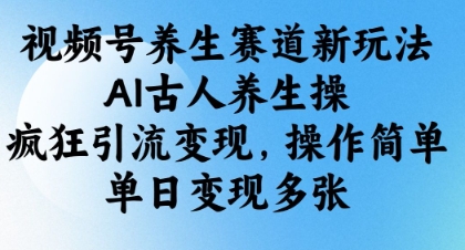 视频号养生赛道新玩法,AI古人养生操,疯狂引流变现,操作简单,单日变现多张-阳知网创资源库