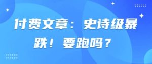 付费文章：史诗级暴跌！要跑吗？-阳知网创资源库