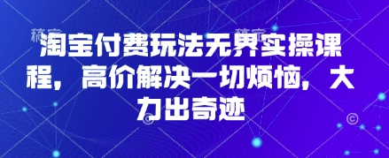 淘宝付费玩法无界实操课程,高价解决一切烦恼,大力出奇迹-阳知网创资源库