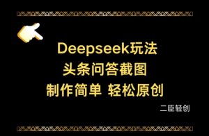 Deepseek头条问答截图，制作简单，轻松原创-阳知网创资源库