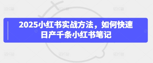 2025小红书实战方法，如何快速日产千条小红书笔记-阳知网创资源库