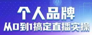 个人品牌:从0到1搞定直播实操,用直播为你的个人品牌赋能,六大实操板块,放大个人影响力-阳知网创资源库