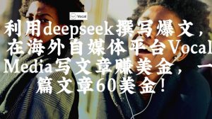 出海搞钱!利用deepseek撰写爆文,在海外自媒体平台Vocal Media写文章挣美金,一篇文章60刀-阳知网创资源库