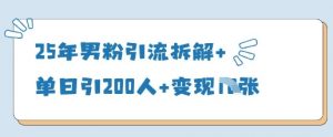 25年男粉引流拆解+单日引200人+变现多张-阳知网创资源库