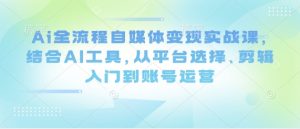 Ai全流程自媒体变现实战课，结合AI工具，从平台选择、剪辑入门到账号运营-阳知网创资源库