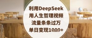 利用DeepSeek用人生哲理视频，流量条条过万，单日变现数张-阳知网创资源库