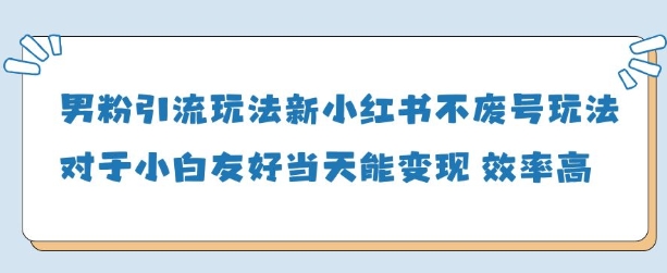 男粉引流玩法(新)，玩法友好做的好当天就能变现-阳知网创资源库