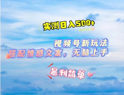 微信视频号最新玩法,表情包搭配情感文案,2分钟一条原创作品,简单好上手,轻松日入几张-阳知网创资源库
