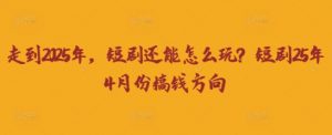 走到2025年,短剧还能怎么玩?短剧25年4月份搞钱方向-阳知网创资源库
