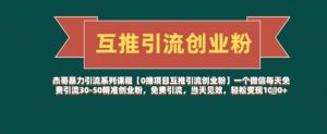 【0撸项目互推引流创业粉】一个微信每天免费引流30-50精准创业粉，免费引流，当天见效，轻松变现几张-阳知网创资源库