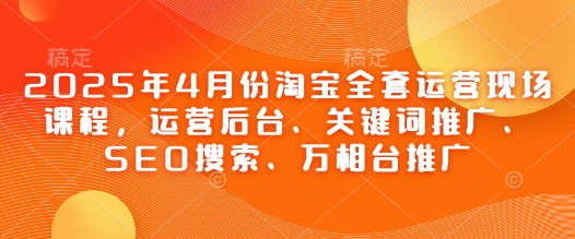 2025年4月份淘宝全套运营现场课程,运营后台、关键词推广、SEO搜索、万相台推广-阳知网创资源库