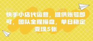 快手小店代运营,提供账号即可,团队全程操盘,单日稳定变现5张【揭秘】-阳知网创资源库