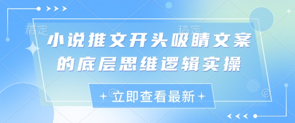 小说推文开头吸睛文案的底层思维逻辑实操-阳知网创资源库