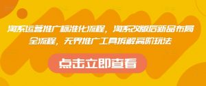 淘系运营推广标准化流程,淘系改版后新品布局全流程,无界推广工具拆解高阶玩法-阳知网创资源库