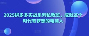 2025拼多多实战系列私教班,成就这个时代有梦想的电商人-阳知网创资源库