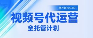 视频号代运营2.0,全程托管招募,单月轻松变现5k【揭秘】-阳知网创资源库