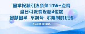 国学视频引流条条10W+点赞当日引流变现超4位数-阳知网创资源库